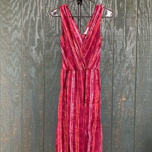 Pink and Red Striped Linen Jumpsuit